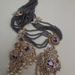 CZ Beads Long Color Stone Peacock Necklace - Purple