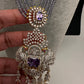 CZ Beads Long Color Stone Peacock Necklace - Purple