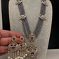 CZ Beads Long Color Stone Peacock Necklace - Purple