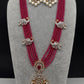 CZ Beads Long Color Stone Peacock Necklace - Red