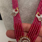 CZ Beads Long Color Stone Peacock Necklace - Red