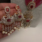 CZ Beads Long Color Stone Peacock Necklace - Red