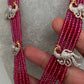 CZ Beads Long Color Stone Peacock Necklace - Red