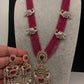 CZ Beads Long Color Stone Peacock Necklace - Red