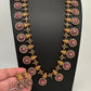 Red Green Stones Matte Goddess Lakshmi Traditional Necklace