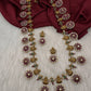 Red Green Stones Matte Goddess Lakshmi Traditional Necklace
