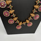 Red Green Stones Matte Goddess Lakshmi Traditional Necklace