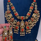 Rajwadi Double Layer Doublet Color Stone Necklace - Coral