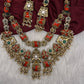 Rajwadi Double Layer Doublet Color Stone Necklace - Coral