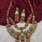 Rajwadi Double Layer Doublet Color Stone Necklace - Coral