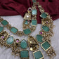 Rajwadi Double Layer Doublet Color Stone Necklace - MintGreen