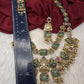 Rajwadi Double Layer Doublet Color Stone Necklace - MintGreen