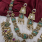 Rajwadi Double Layer Doublet Color Stone Necklace - MintGreen