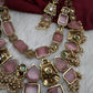 Rajwadi Double Layer Doublet Color Stone Necklace - Pink