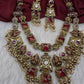 Rajwadi Double Layer Doublet Color Stone Necklace - Red
