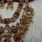 Rajwadi Double Layer Doublet Color Stone Necklace - Red