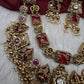Rajwadi Double Layer Doublet Color Stone Necklace - Red