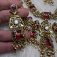 Rajwadi Double Layer Doublet Color Stone Necklace - Red