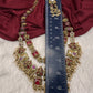 Rajwadi Double Layer Doublet Color Stone Necklace - Red