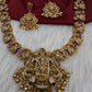 Kempu Lord Balaji Lakshmi Ji Long Matte Necklace