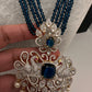 CZ Beads Long Color Stone Peacock Necklace - Blue