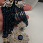CZ Beads Long Color Stone Peacock Necklace - Blue