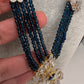 CZ Beads Long Color Stone Peacock Necklace - Blue