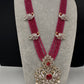 CZ Beads Long Color Stone Peacock Necklace - Pink