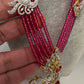 CZ Beads Long Color Stone Peacock Necklace - Pink