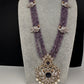 CZ Beads Long Color Stone Peacock Necklace - Purple