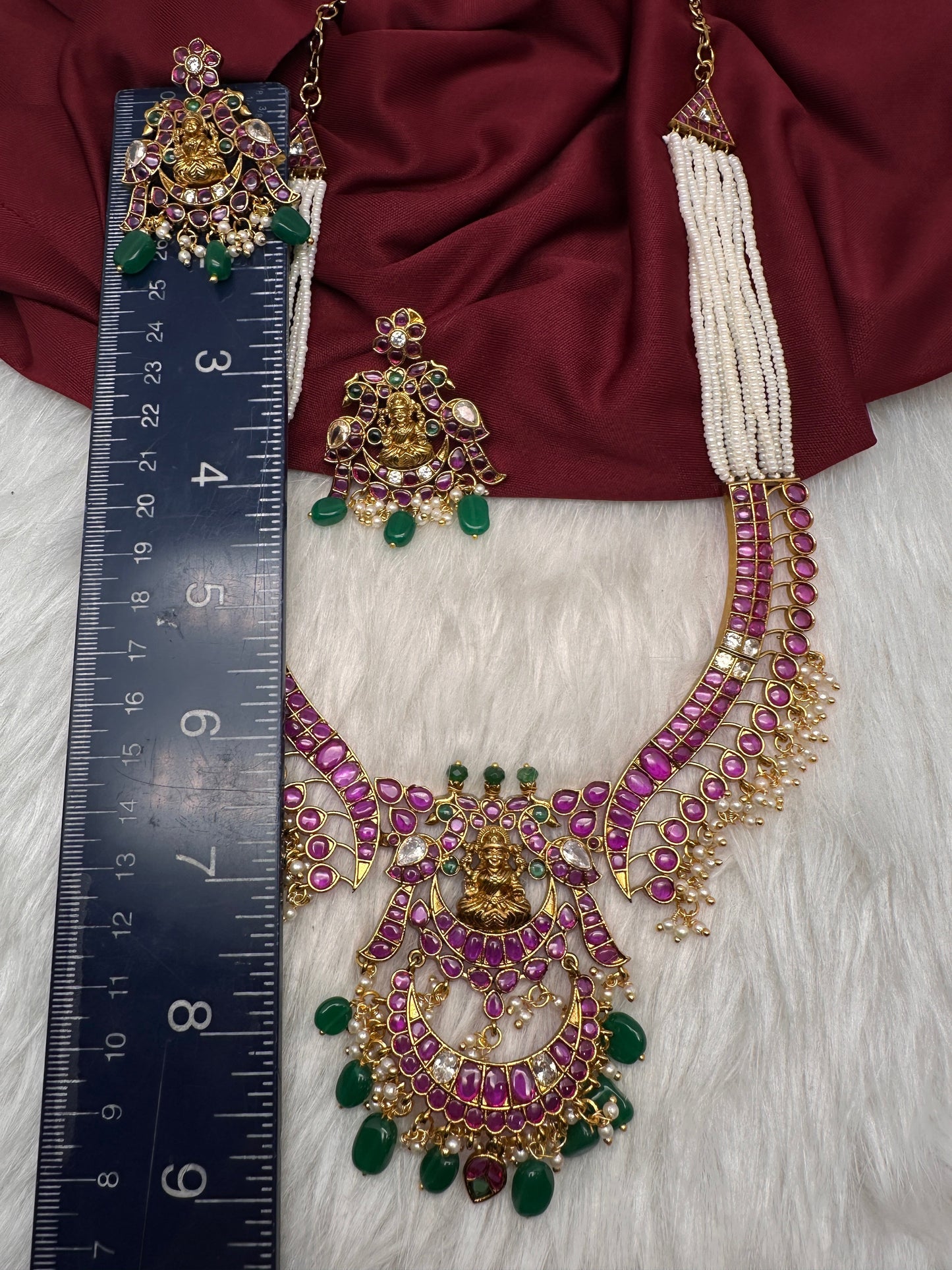 Goddess lakshmi Kemp Pearls Long Matte Necklace