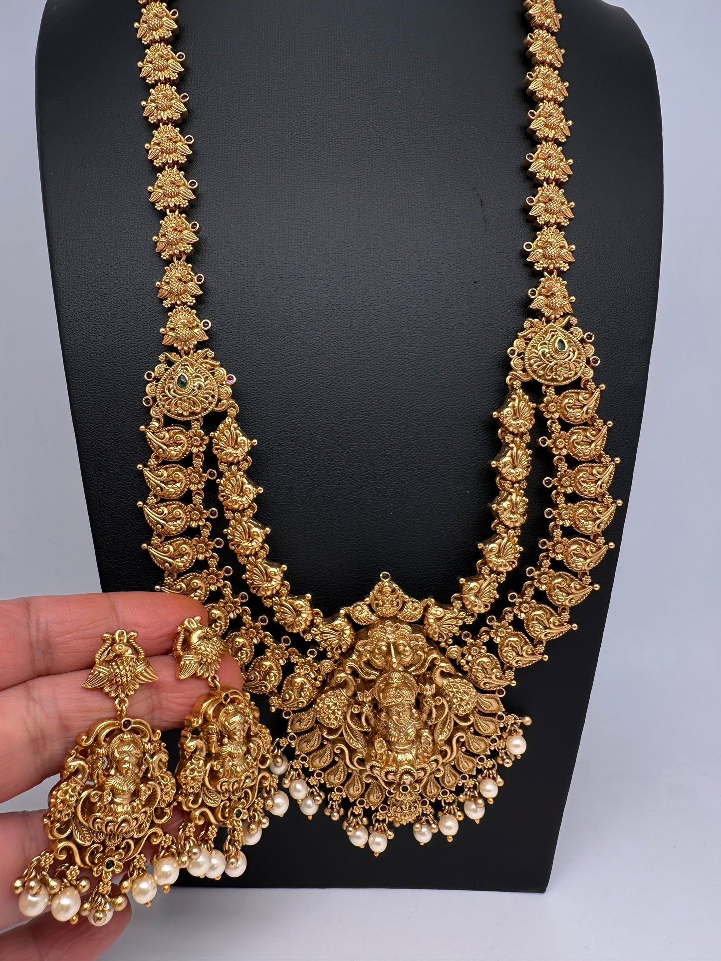Goddess lakshmi Matte Nakshi Layer Long Matte Necklace