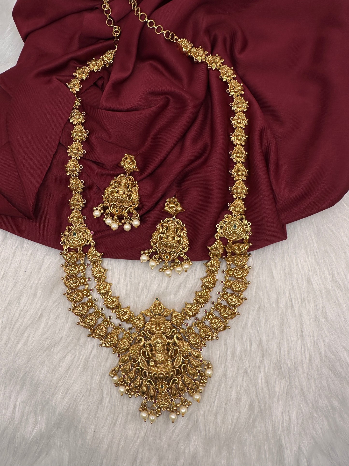 Goddess lakshmi Matte Nakshi Layer Long Matte Necklace
