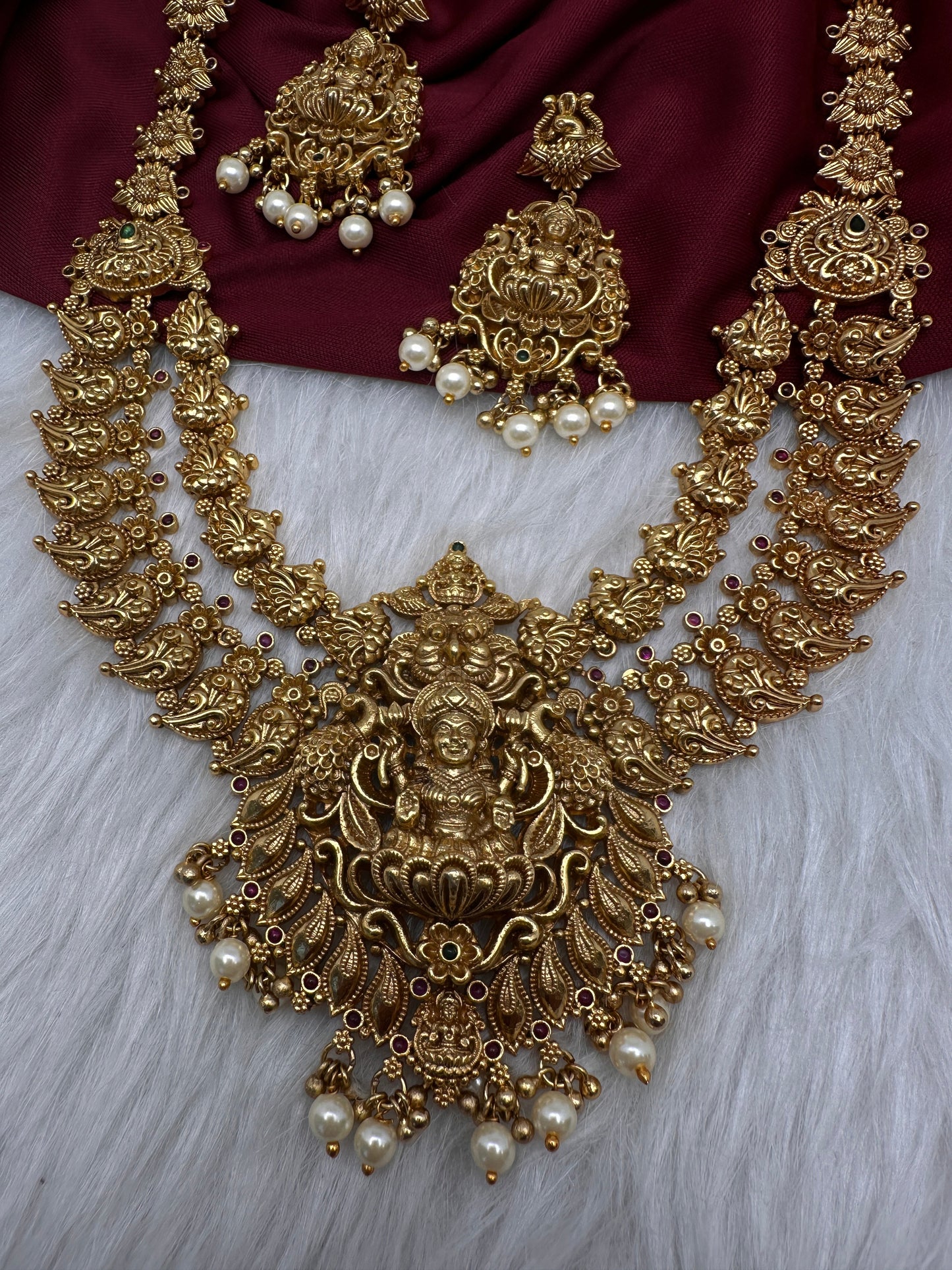 Goddess lakshmi Matte Nakshi Layer Long Matte Necklace