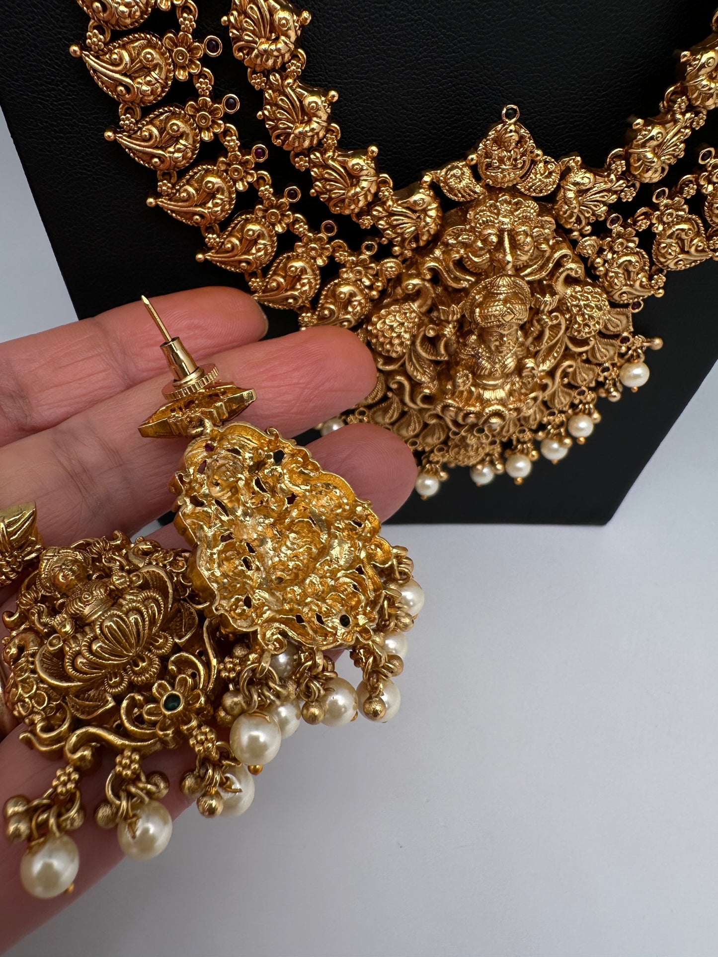 Goddess lakshmi Matte Nakshi Layer Long Matte Necklace