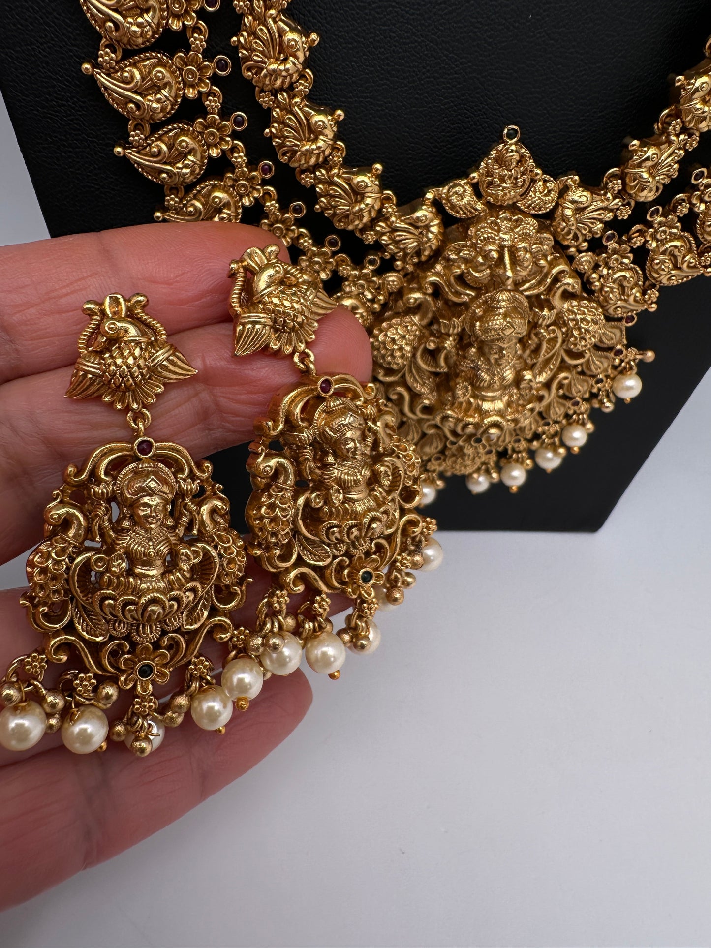 Goddess lakshmi Matte Nakshi Layer Long Matte Necklace