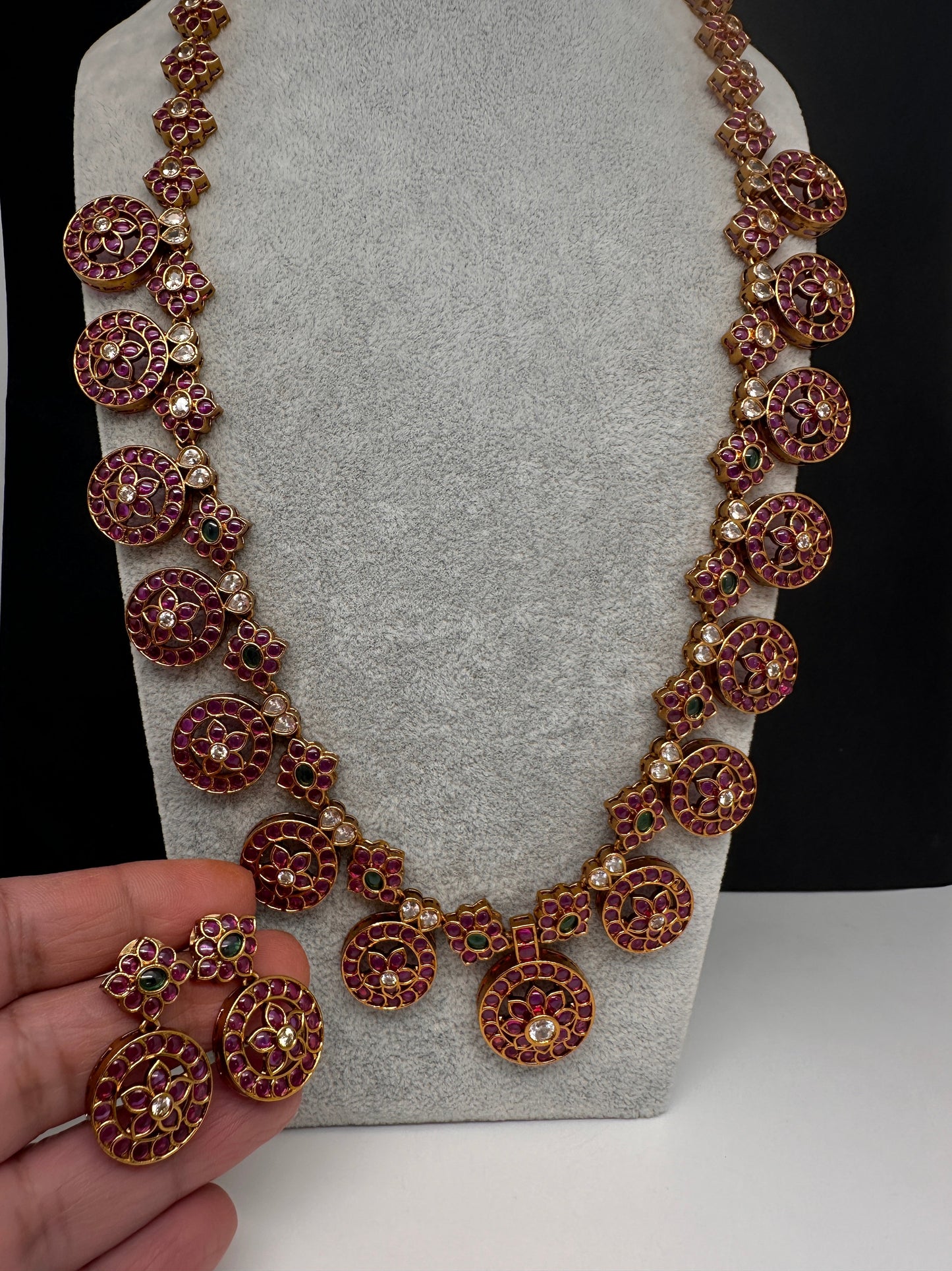 Kemp Matte Bottu Mala Long Necklace