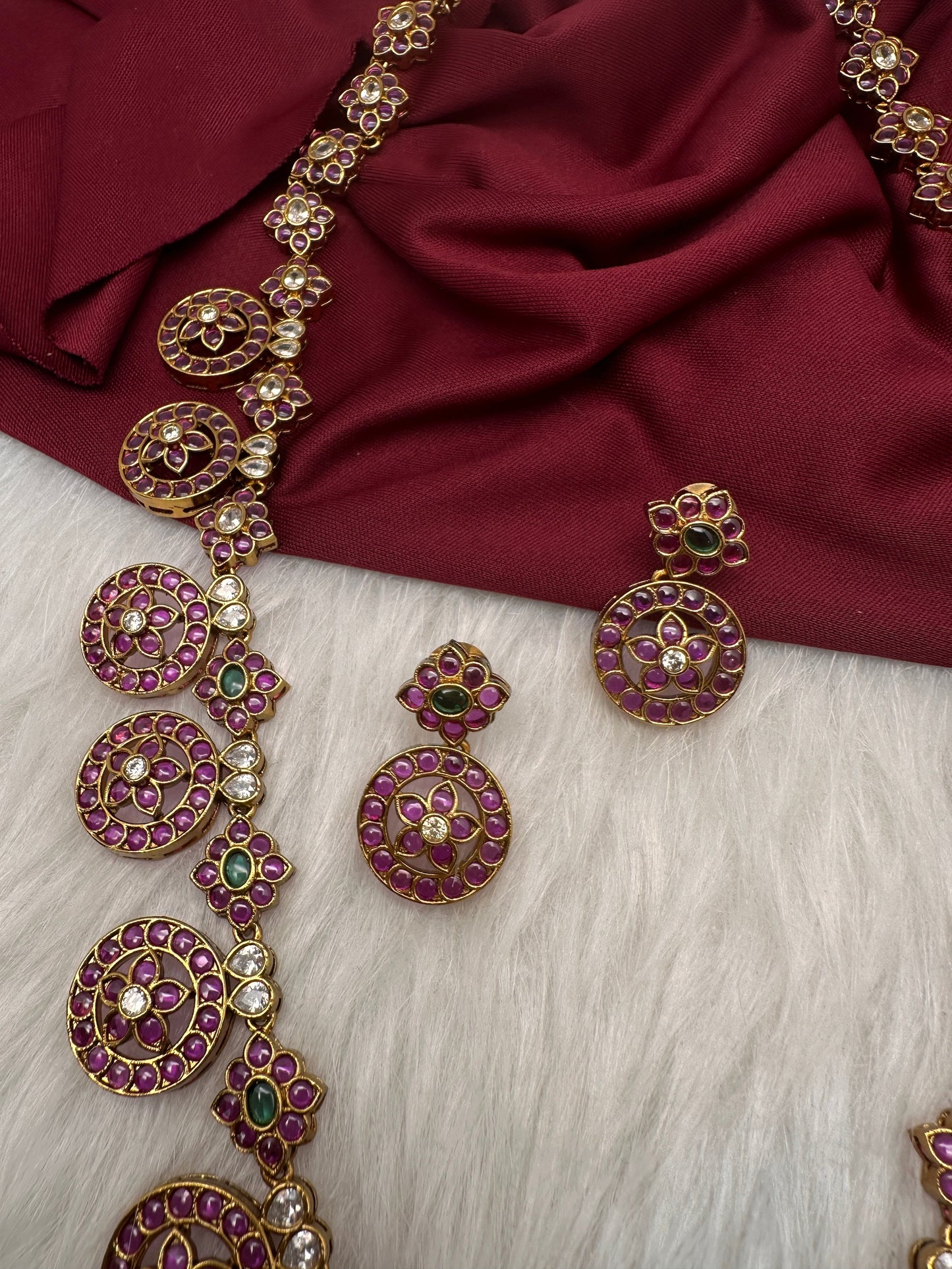 Kemp Matte Bottu Mala Long Necklace