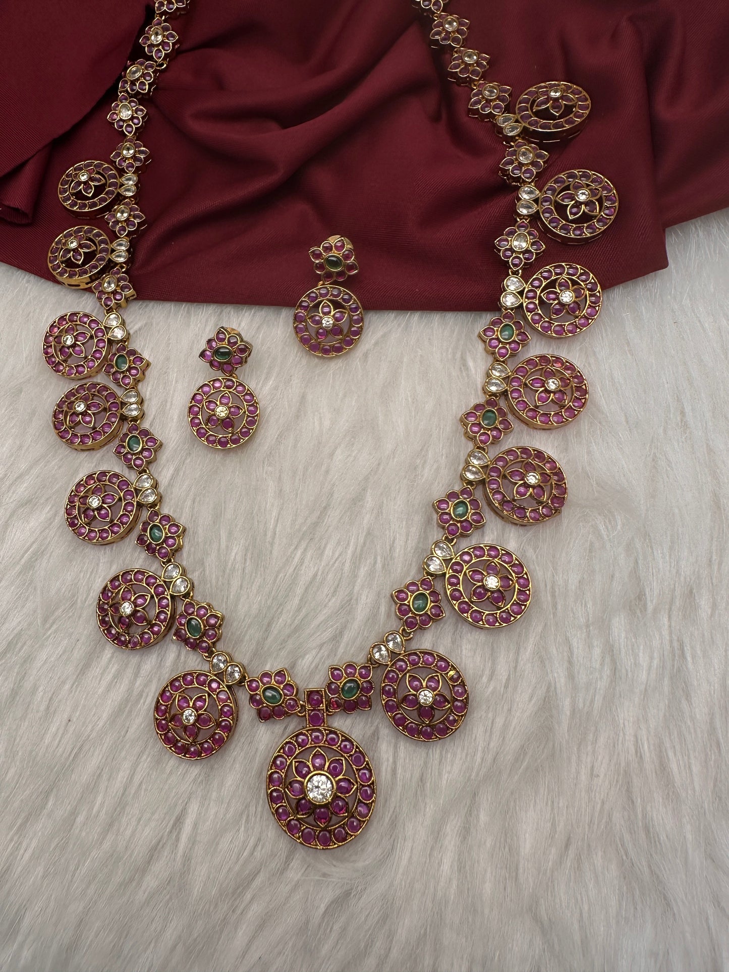 Kemp Matte Bottu Mala Long Necklace