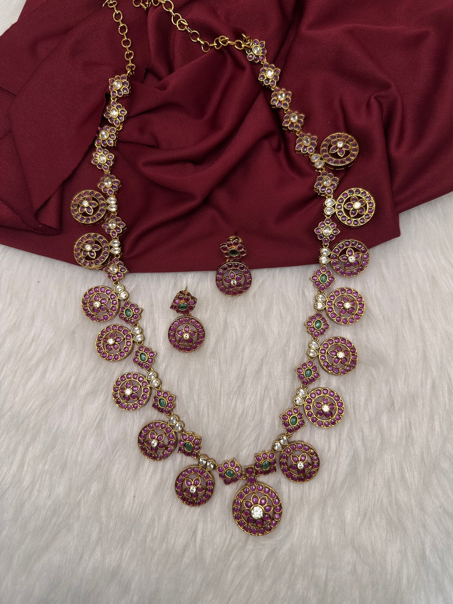 Kemp Matte Bottu Mala Long Necklace