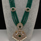 CZ Beads Long Color Stone Peacock Necklace - Green
