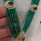 CZ Beads Long Color Stone Peacock Necklace - Green