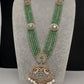 CZ Beads Long Color Stone Peacock Necklace - MintGreen