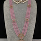 CZ Beads Long Color Stone Peacock Necklace - Pink