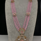 CZ Beads Long Color Stone Peacock Necklace - Pink