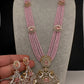 CZ Beads Long Color Stone Peacock Necklace - Pink