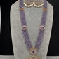 CZ Beads Long Color Stone Peacock Necklace - Purple