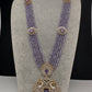 CZ Beads Long Color Stone Peacock Necklace - Purple