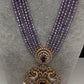 CZ Beads Long Color Stone Peacock Necklace - Purple