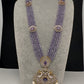 CZ Beads Long Color Stone Peacock Necklace - Purple